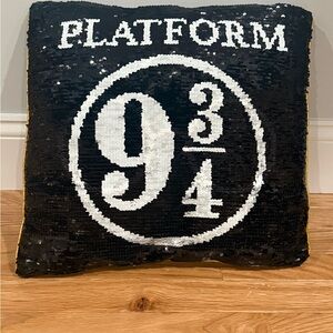 Harry Potter Black and White Platform 9 3/4 Sequin Pillow